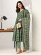 Sea Green Pure Cotton Floral Printed A-line Kurta Set